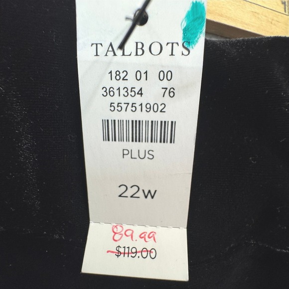 NWT Talbots Black Velvet Plus Size 22W Pants Elastic Waist‎ Stretch BRAND NEW! - Picture 5 of 11